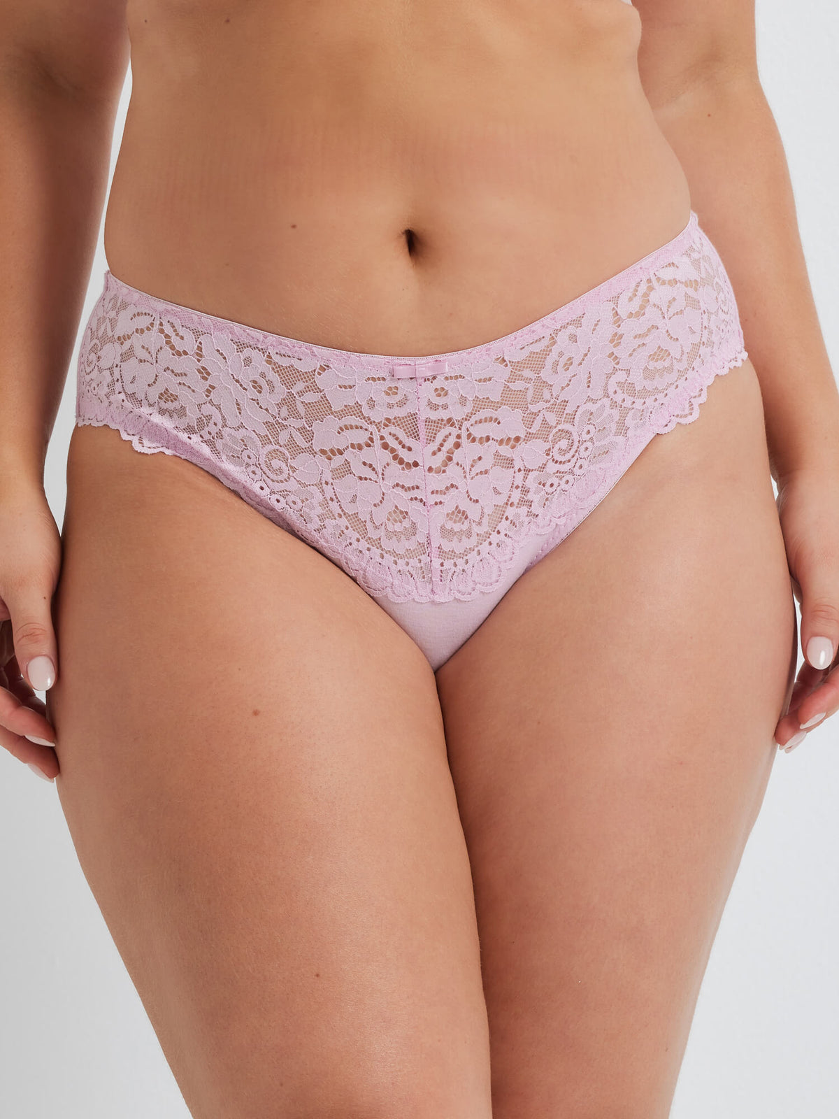 219 Daily Essentials Stretch Lace &amp; Cotton Hi-Cut in Lilac Purple by Kayser Lingerie