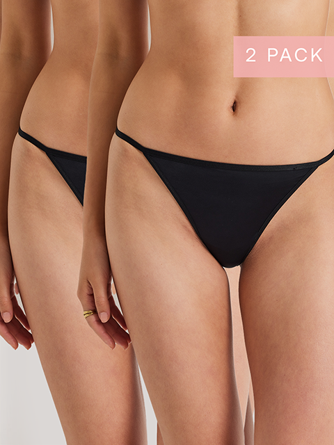 2-Pack Total Comfort Micro V-Front Gee in Black by Kayser Lingerie