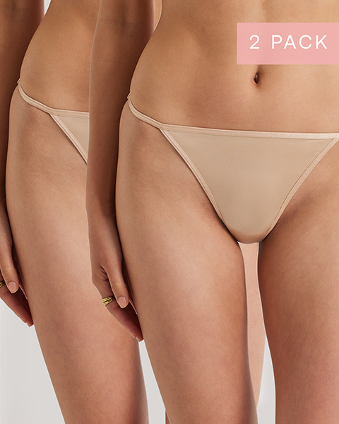 2-Pack Total Comfort Micro V-Front Gee in Beige Nude by Kayser Lingerie