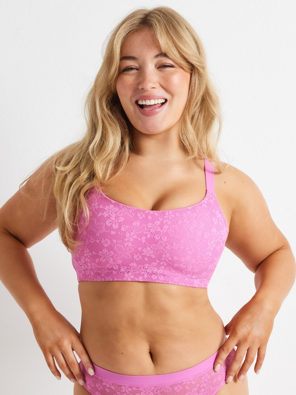 Alive Lace Bandeau Bra in Super Pink by Kayser Lingerie