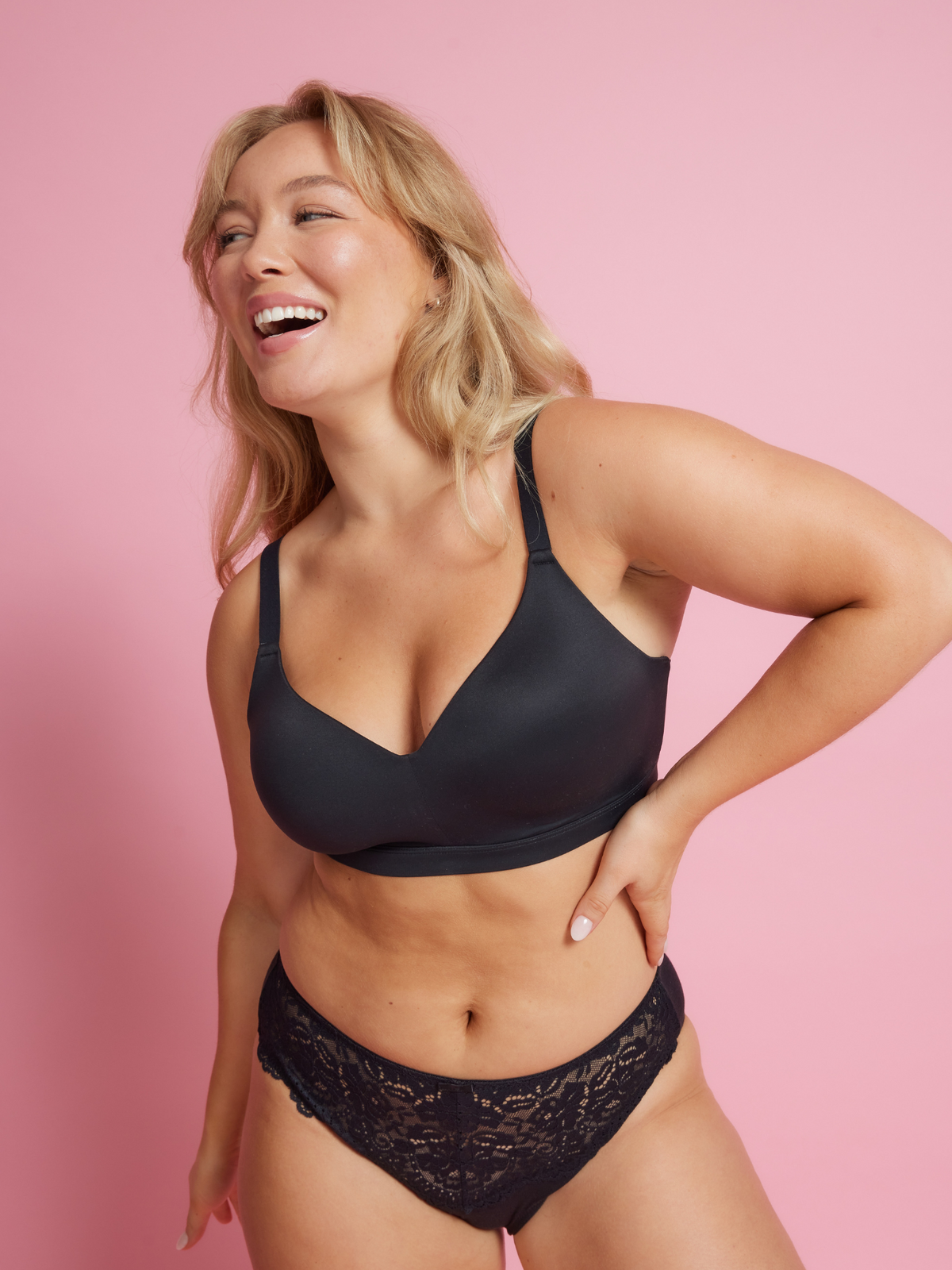 Alive Full Figure DD+ Wirefree Bra in Black by Kayser Lingerie