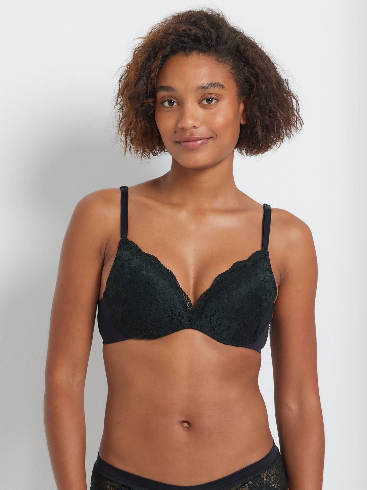 NEW Be Real Smooth Lace Plunge Push-Up Bra in Black by Kayser Lingerie