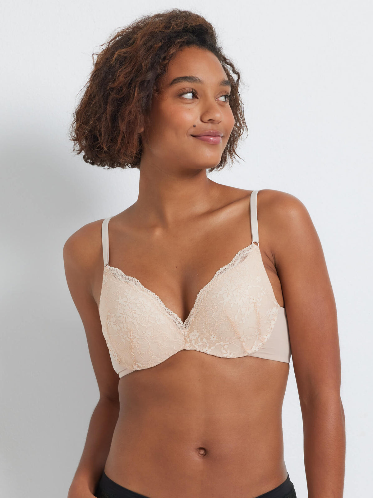 NEW Be Real Smooth Lace Plunge Push-Up Bra in Nude by Kayser Lingerie