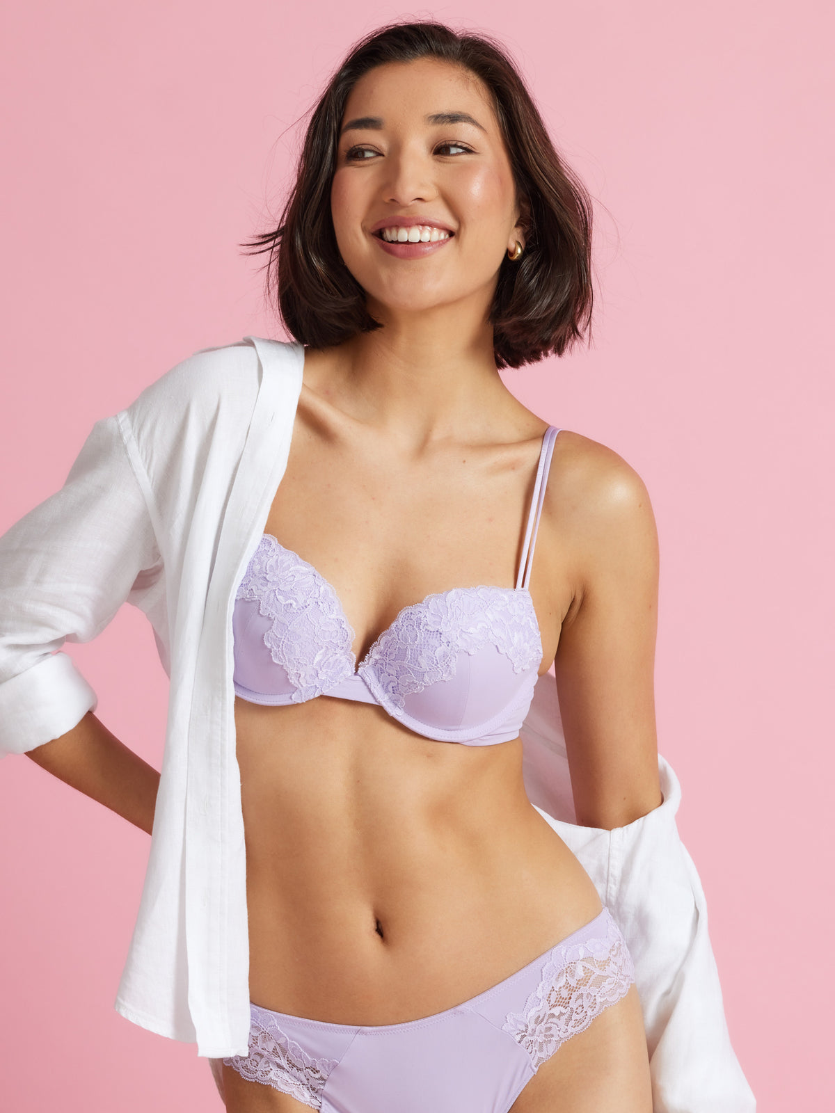 Be Sweet Micro &amp; Lace Push Up Bra in Lilac Purple by Kayser Lingerie