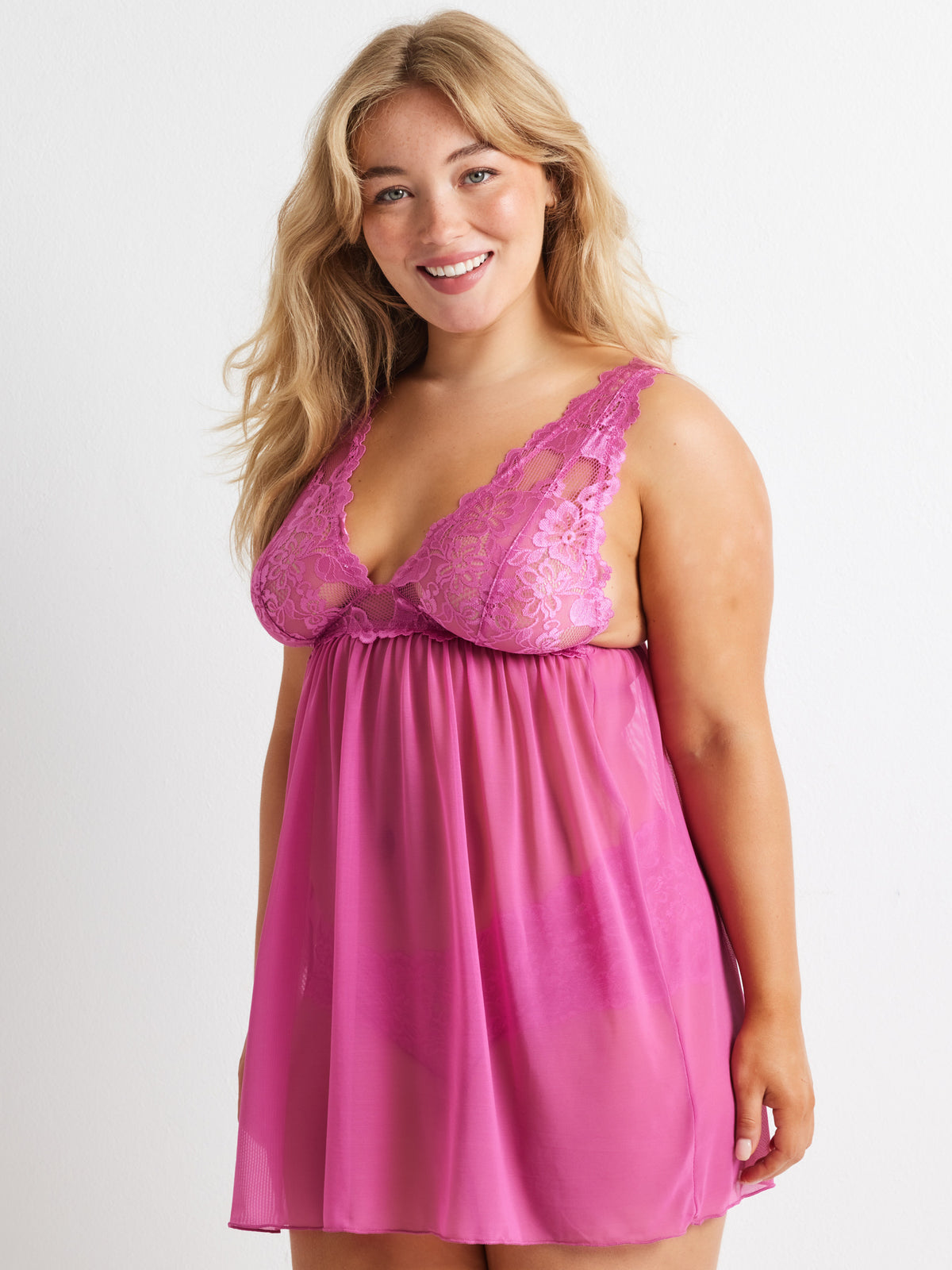 Brazilian Babydoll Chemise Nightgown in Super Pink by Kayser Lingerie