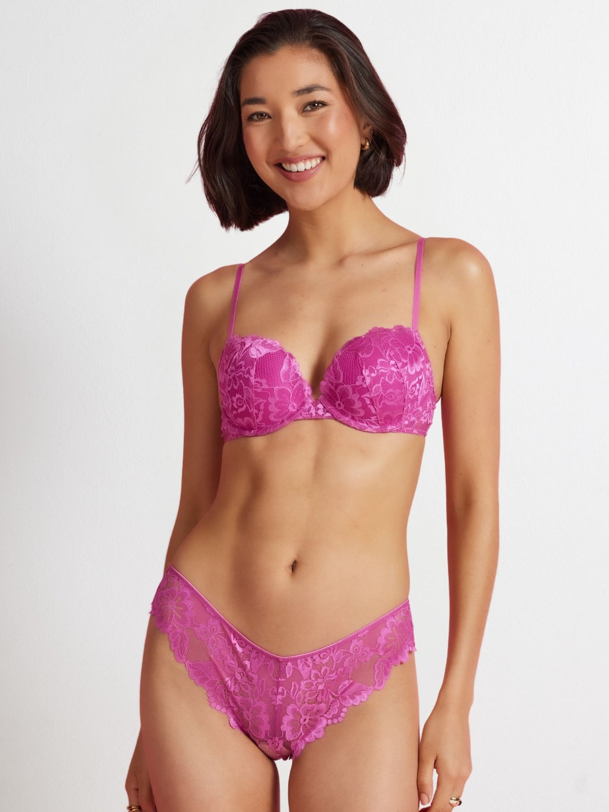 Lacy Cheeky Brazilian Bikini in Super Pink by Kayser Lingerie