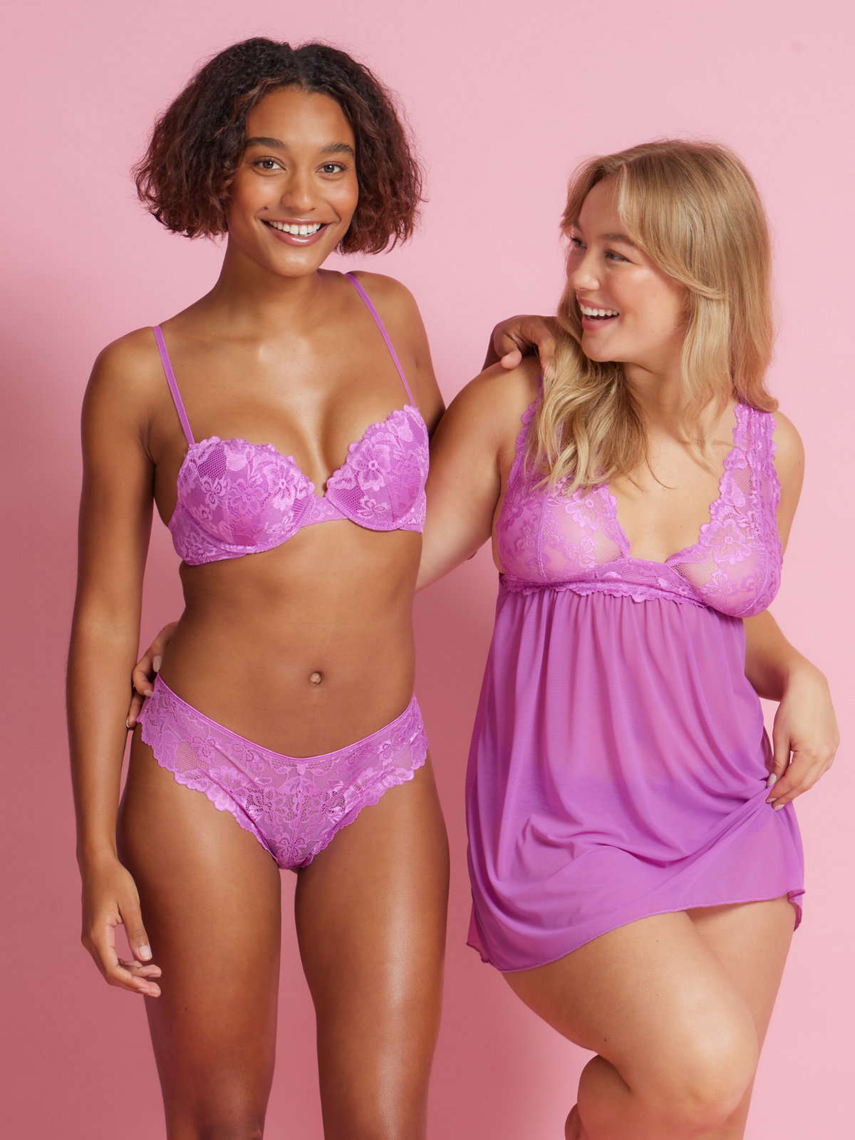 Brazilian Lace Push Up Bra in Hyper Violet by Kayser Lingerie