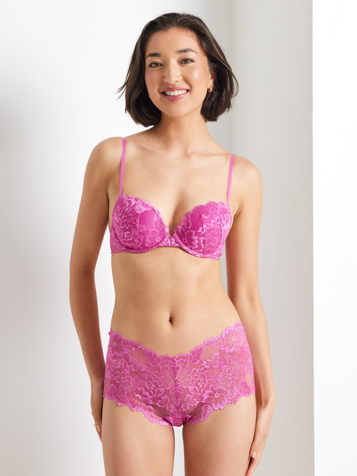 Lacy Brazilian Shortie Knicker in Super Pink by Kayser Lingerie