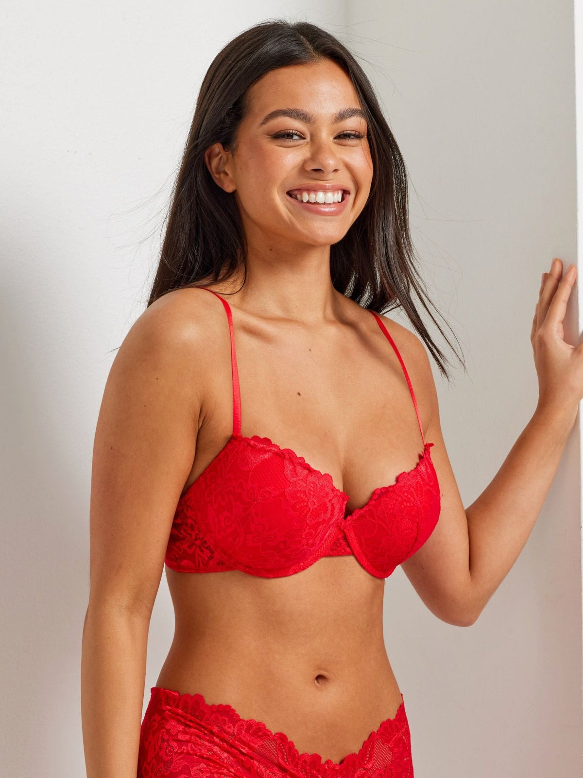 Brazilian Lace Pushup Bra in Red by Kayser Lingerie Australia