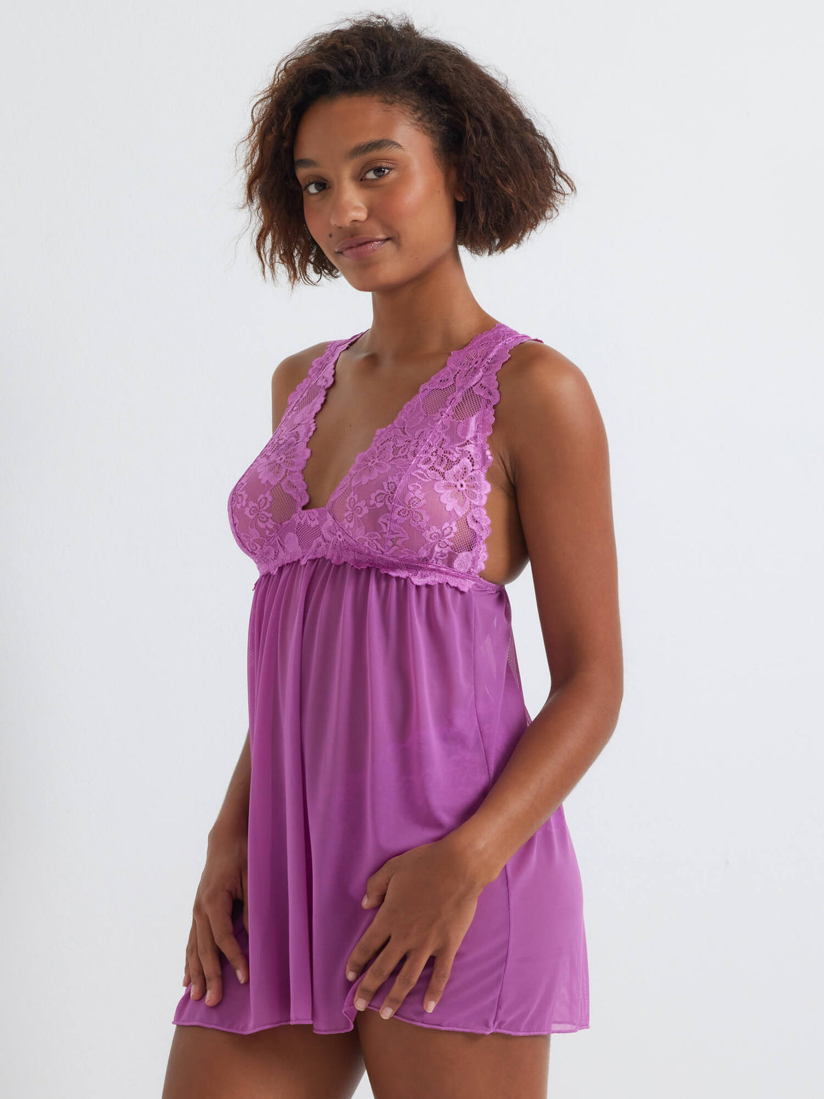 Brazilian Chemise Babydoll Nightgown in Hyper Violet by Kayser Lingerie