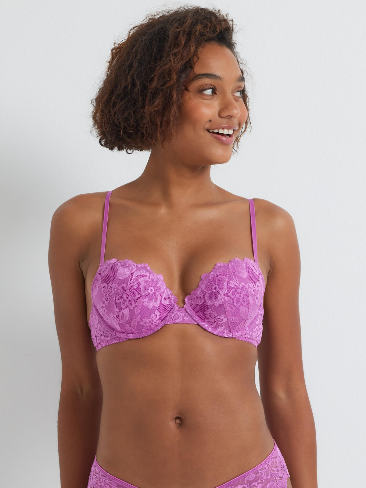 Brazilian Lace Push Up Bra in Hyper Violet by Kayser Lingerie