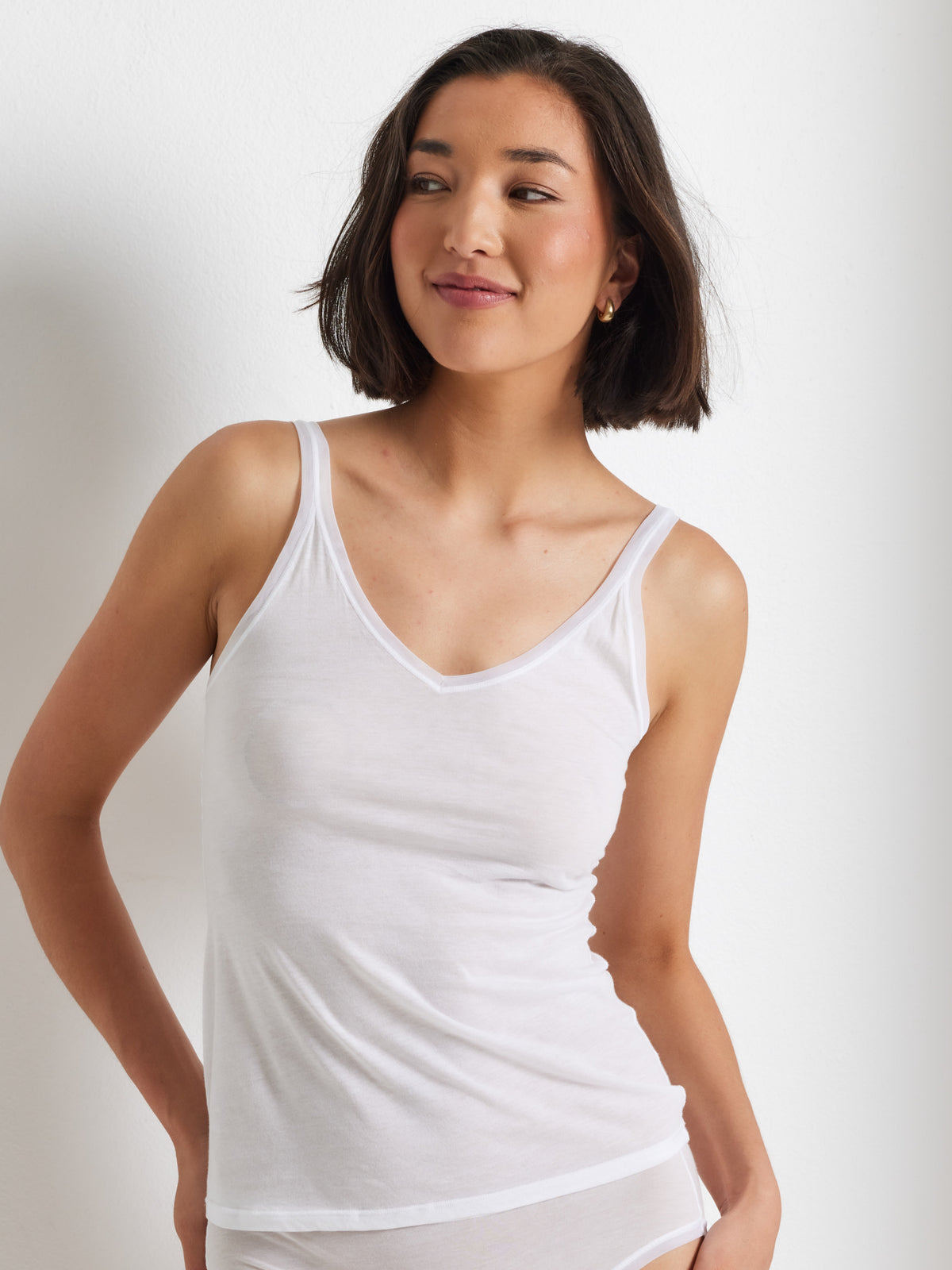 Pure Cotton Cami Singlet in White by Kayser Lingerie