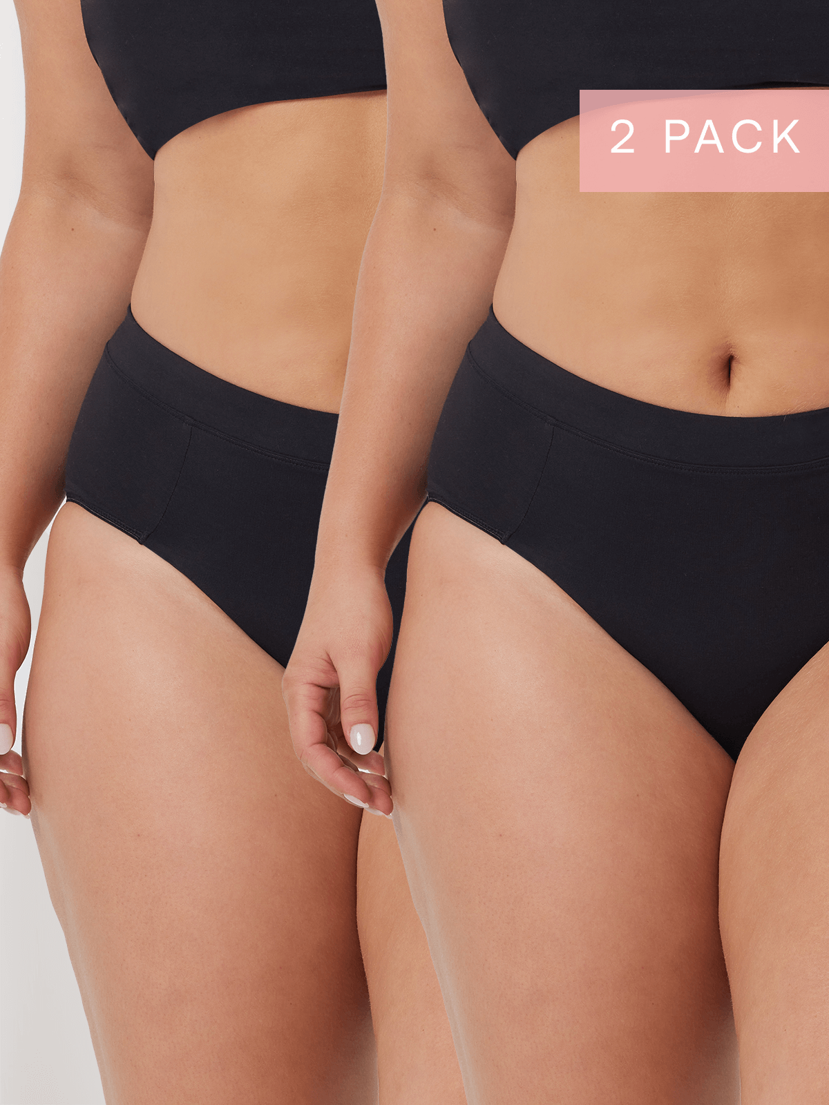 2 Pack Supima Bliss Cotton Hi-Cut in Black by Kayser Lingerie