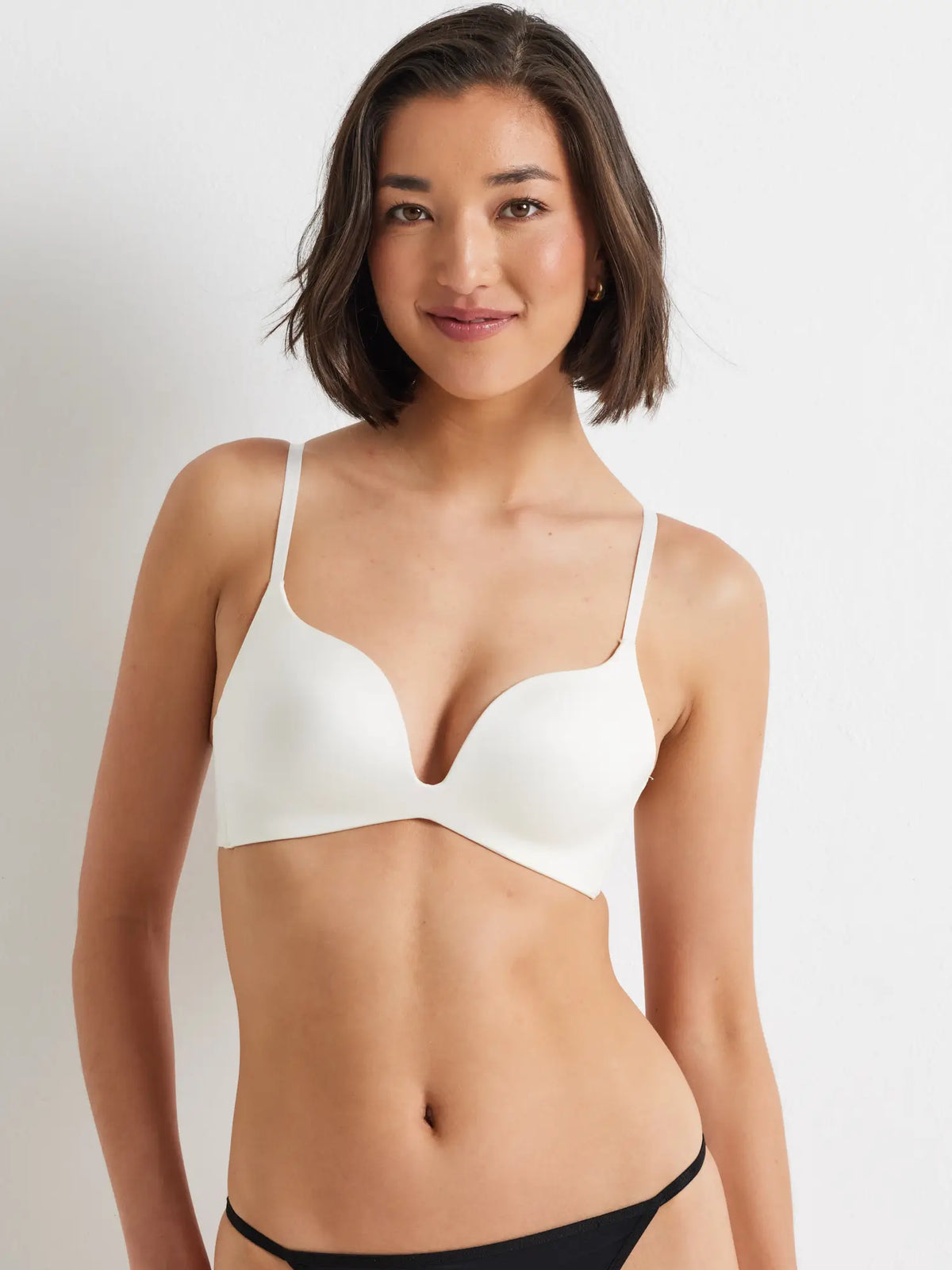 Total Comfort Wirefree Plunge Push Up Bra in Ivory by Kayser Lingerie