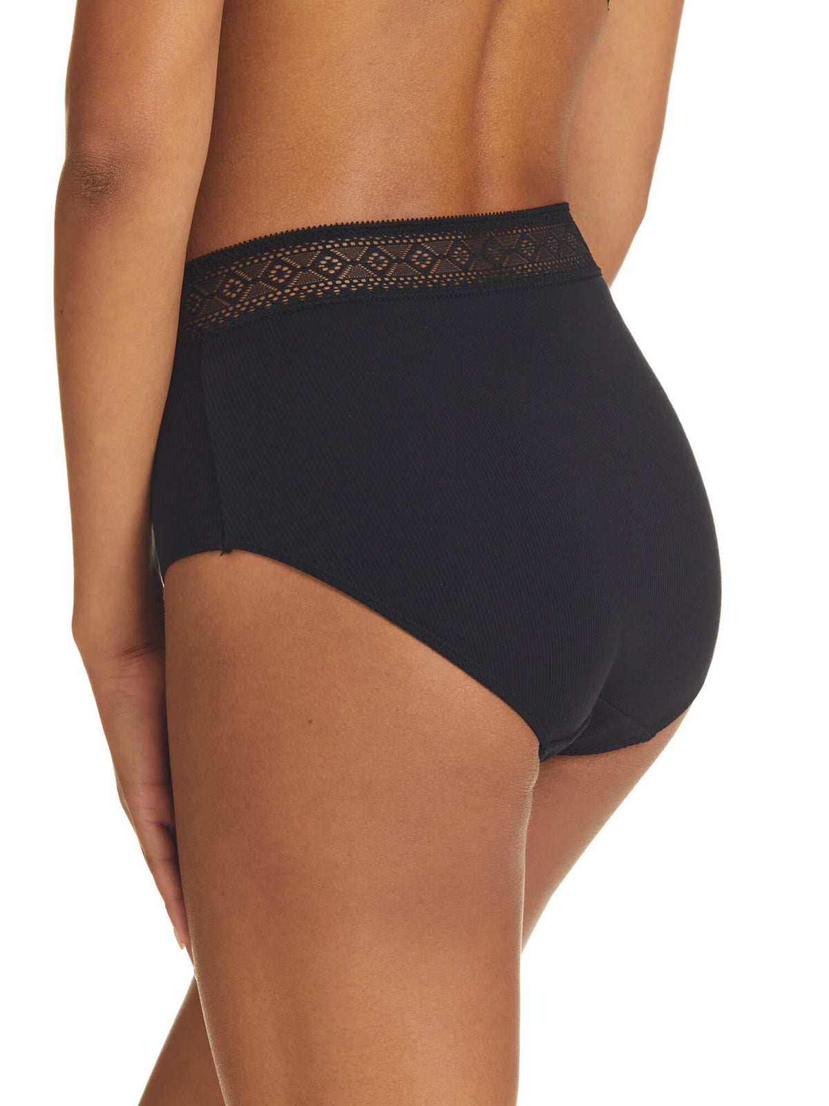 Pure Rib Cotton Full Brief Underwear in Black by Kayser Lingerie